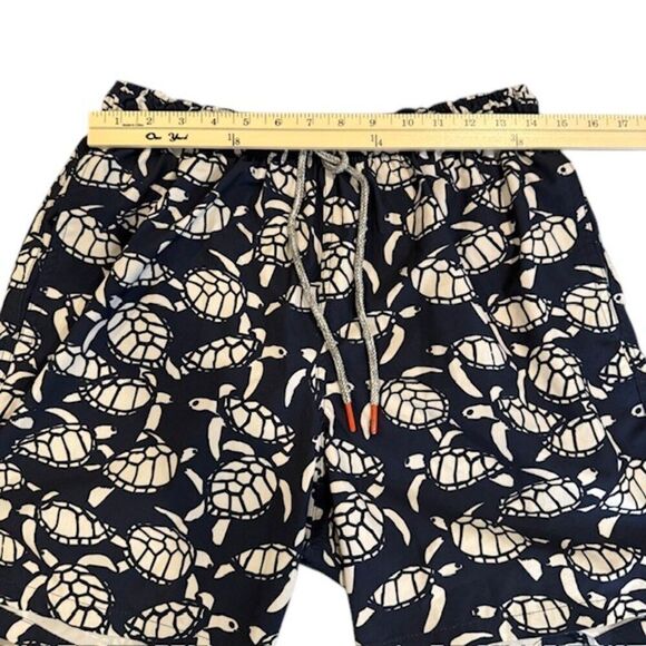 Rainforest Navy Blue and White Sea Turtle Swim Trunks Pockets Size Medium - Picture 11 of 13